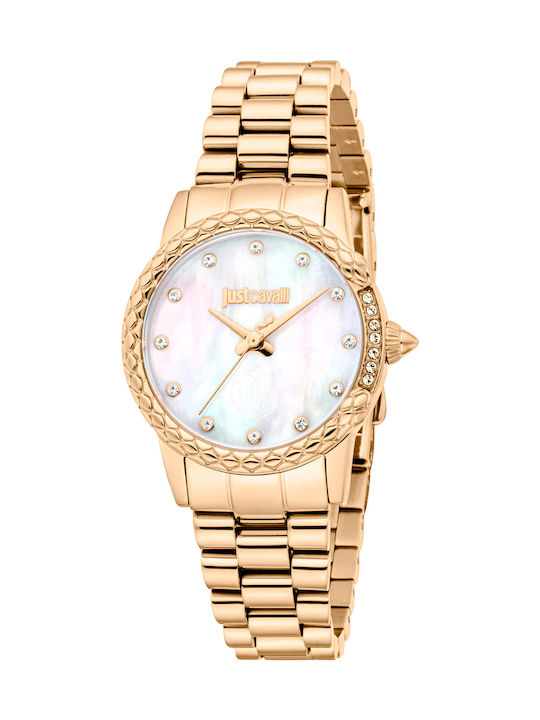 Just Cavalli Animalier Women's Watch with Pink Gold Metal Bracelet