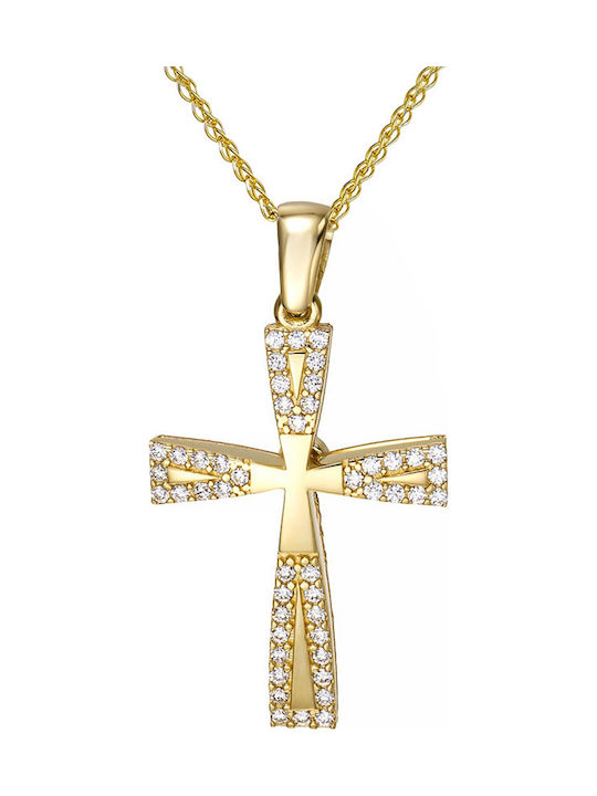 Papoulidis Jewellery Women's Gold Cross 14K Double Sided