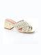 Mules with Chunky Low Heel in Gold Color