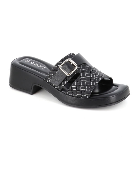 B-Soft Mules mit Niedrig Absatz in Schwarz Farbe