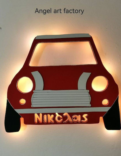 Children's Wooden Wall Light "mini Cooper" Name