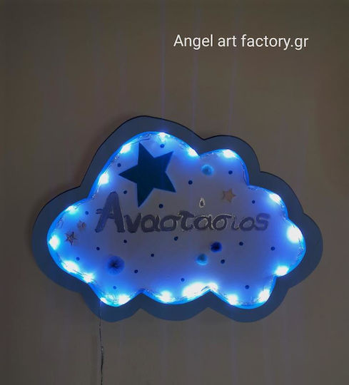 Lustră de Perete din Lemn pentru Copii Nor cu Nume