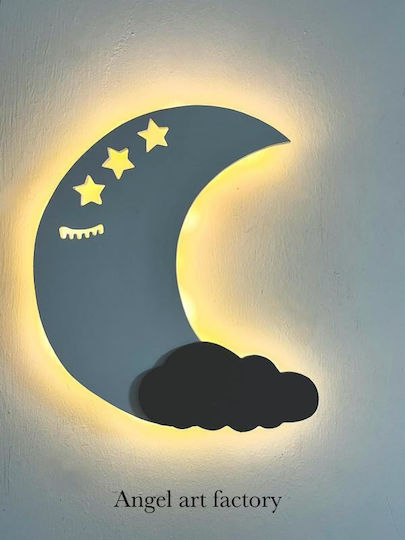 Aplica de perete din lemn pentru copii "Nor de Lună"