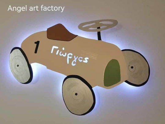 Children's Wooden Wall Light Car Name