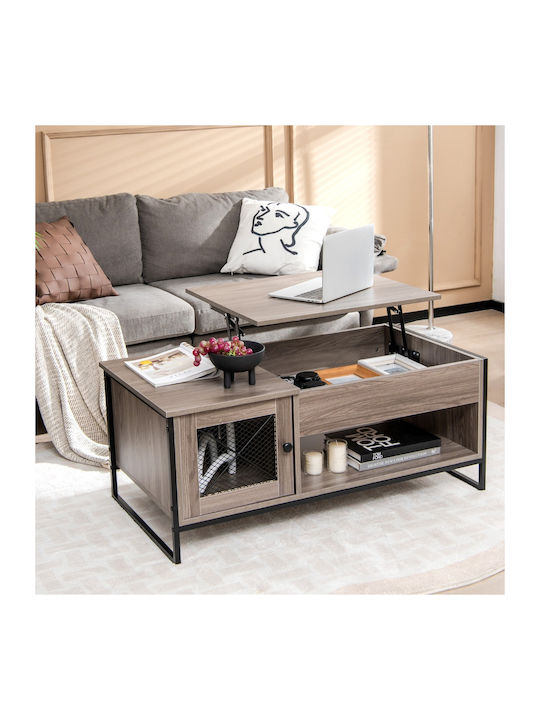 Rectangular Central Wooden Coffee Table with Lifting Mechanism Black W106xL55xH44.5cm