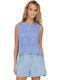 Women's Cotton Sleeveless Blouse Blue Bonnet
