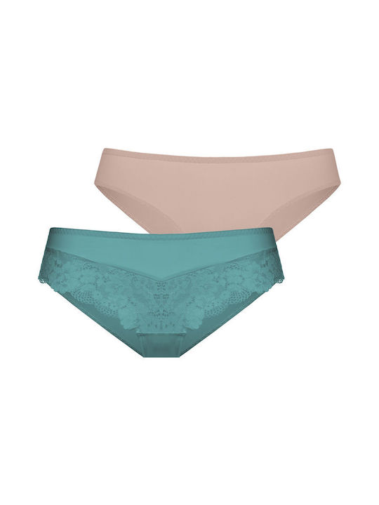 Dorina Women's Slip 2Pack with Lace Pink-green