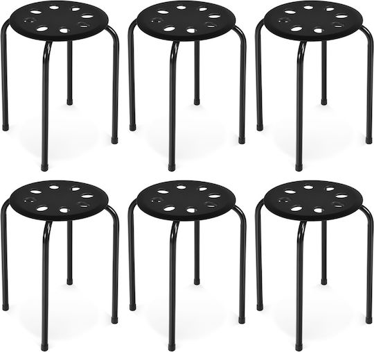 Kids Stool Black 30x30x44.5cm 6 Pieces