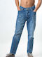 Men's Jeans Pants Cropped Elastic with Boyfriend Fit Blue
