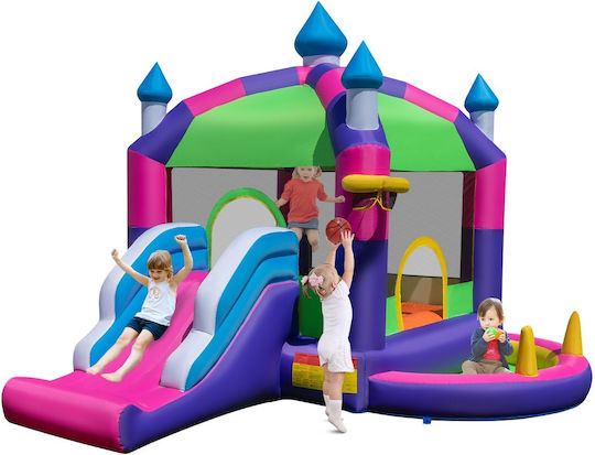 Costway Inflatable Castle Fun Castle with Trampoline and Slide for Ages 3-10