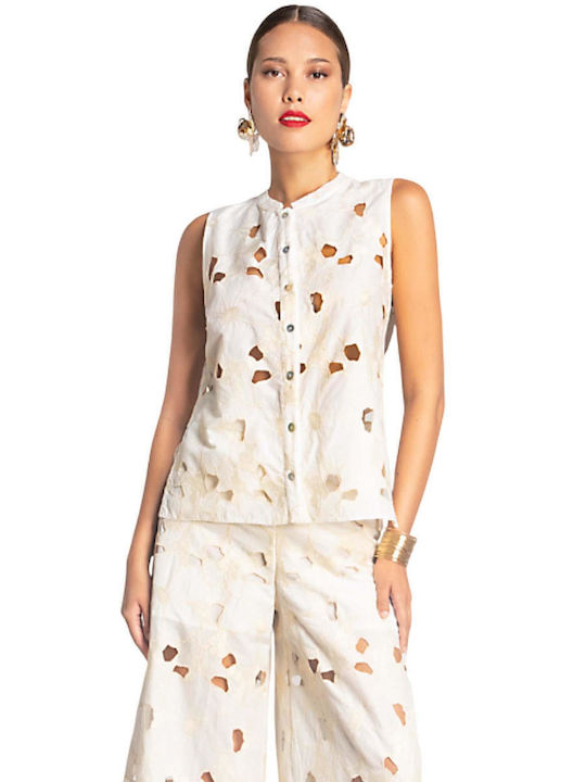 Women's Sleeveless Shirt Ecru