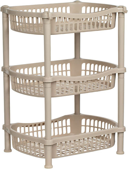Kitchen Rack Plastic 3 Tiers Beige 41x31x54cm