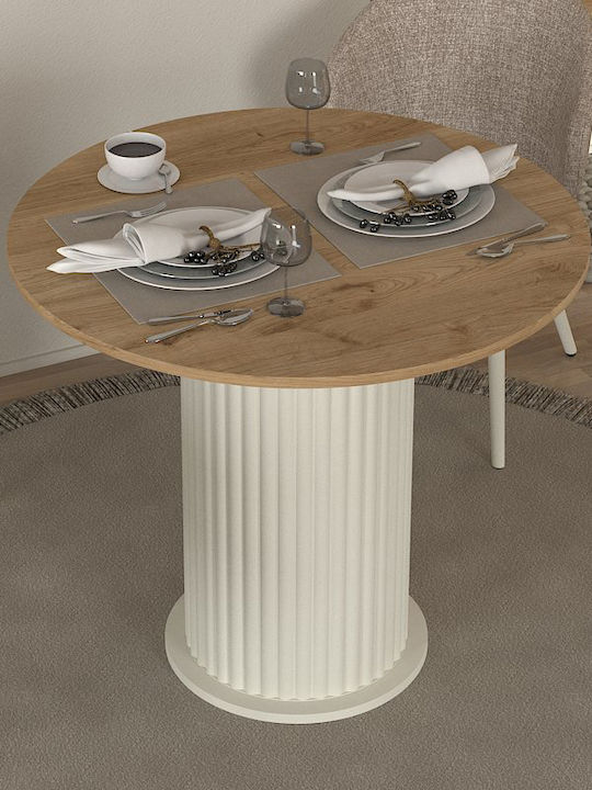 Bohema Rotund Masă Sala de mese Ivory - Sepet Oak 90x90x77.7buc