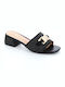 Mules mit Chunky Niedrig Absatz in Schwarz Farbe