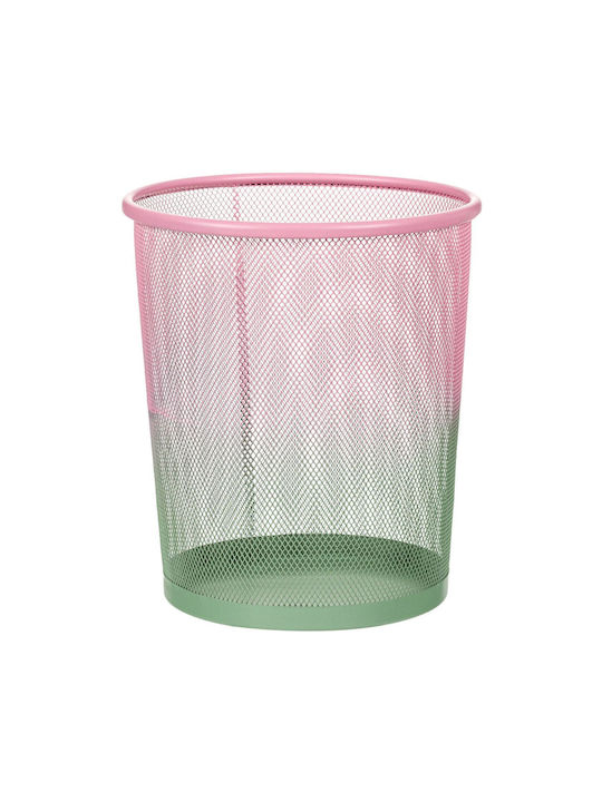 Metal Office Waste Bin 8.5 L Pink Green Ombre Color Diameter 23 Cm X Height 27 Cm