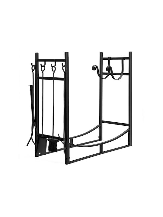 Costway Μεταλλικό Ράφι Αποθήκευσης Ξύλων 76x33x76cm Μαύρο Costway Μεταλλικό Ράφι Αποθήκευσης Ξύλων 76x33x76cm Μαύρο