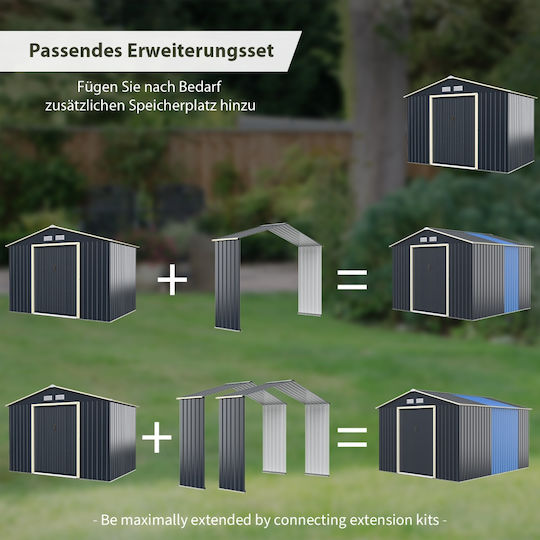 Metallische Gartenhaus mit Lüftungsschlitzen M2.77xB0.64xH2.02m