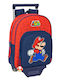 Super Mario School Bag Trolley Elementary, Elementary Red with Water Bottle Holder