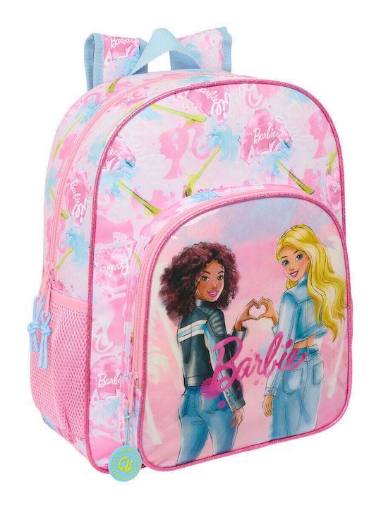 Barbie Painterly Ghiozdan Troler Școală Primară Roz cu Husă pentru Sticlă de Apă
