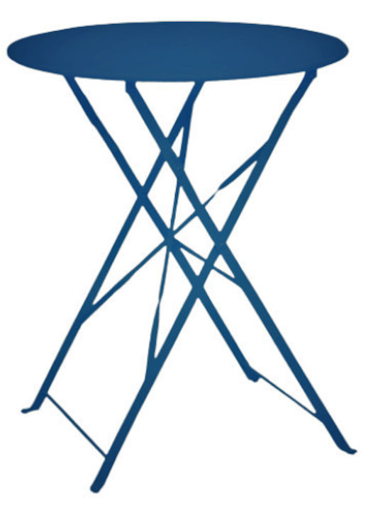 Traditional-t-lamaki Auxiliary Outdoor Foldable Metal Table Blue 60x60x75cm