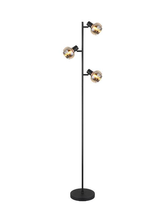 Globo Lighting Floor Lamp H154xW25cm. with Socket for Bulb E14 Black