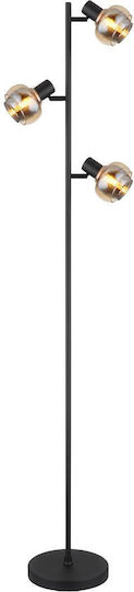 Globo Lighting Floor Lamp H154xW25cm. with Socket for Bulb E14 Black