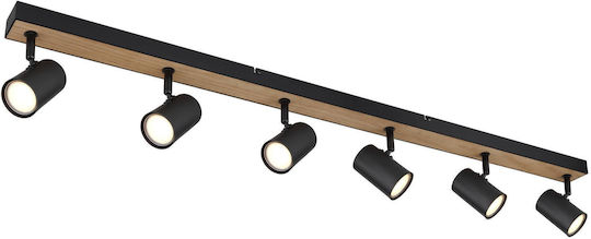 Globo Lighting Spot mit 6 Lichtern und mit Fassung GU10 in Schwarz Farbe