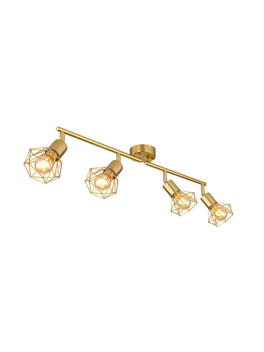 Globo Lighting Σποτ με 4 Φώτα και με Ντουί E14 σε Χρυσό Χρώμα