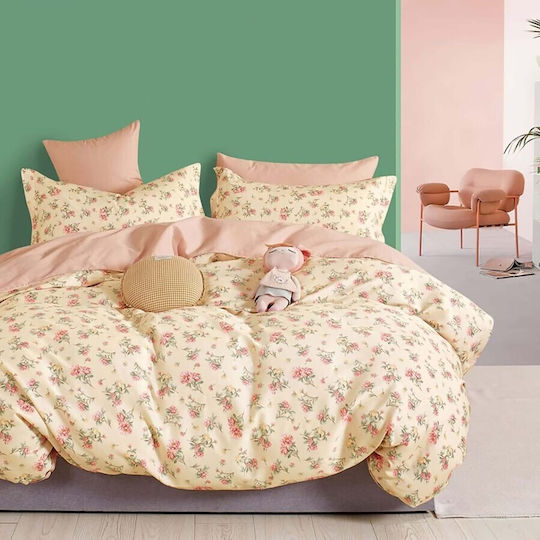 Pucioasa Duvet Cover Set 200x230cm Double with 4 Pillowcases & 1 Bed Sheet Pink