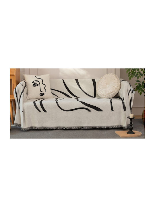 ForHome Ριχτάρι Τριθέσιου Καναπέ Chenille 180x280εκ. Μαύρο LUGB25-C8-180280-12