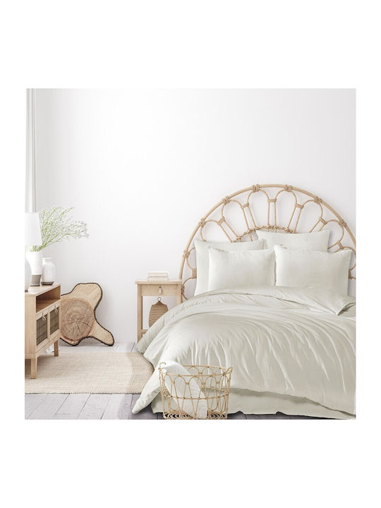 Majoli Bahar Set Husă de Pilotă Bumbac Single cu Față de Pernă & 1 Cearsaf 160x220 Ecru