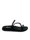 Leather Women's Flat Sandals in Black Color