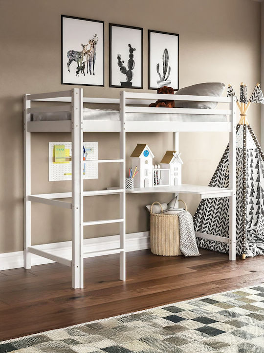 Akron Pat pentru Copii Loft Bed Single cu Birou...