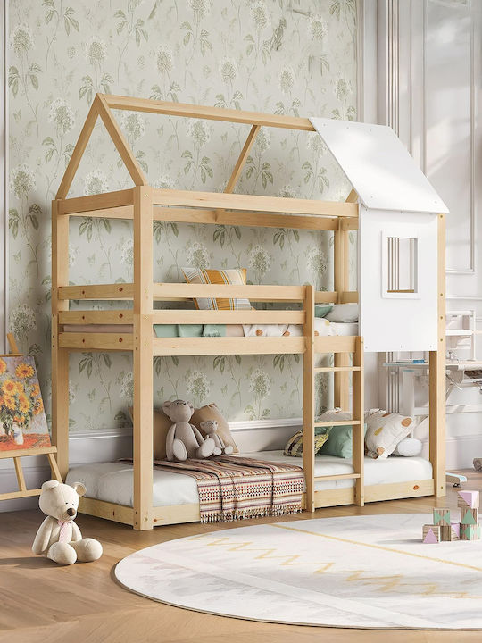 Kinderbett Koje Einzeln Beige für Matratze 90x1...