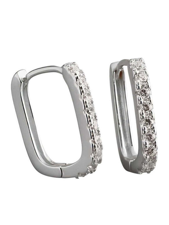Charmy Earrings Hoops from Silver with Green Stones