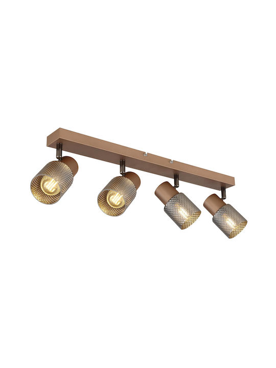 Globo Lighting Spot with 4 Lights and with Socket E14 in Brown Color