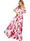 Maxi Φόρεμα για Γάμο / Βάπτιση Large Pink