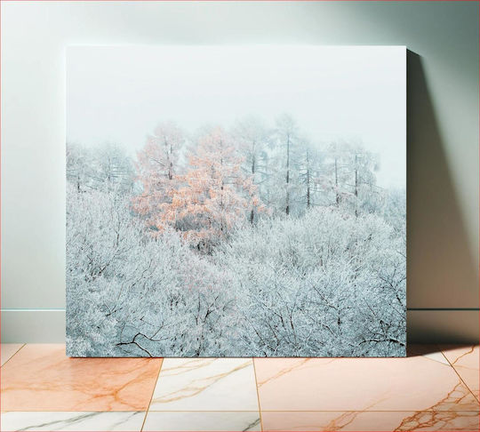 Painting Winter Forest Frosted Trees 120x120