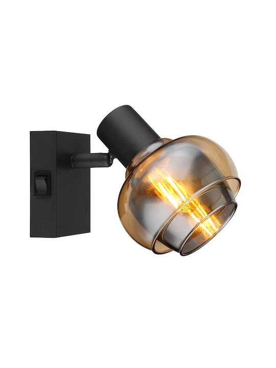 Globo Lighting Φωτιστικό Τοίχου με Ντουί E14 και Διακόπτη Μαύρο 10.5x12.5εκ.
