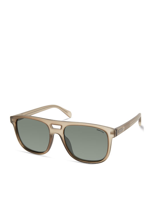 Kenneth Cole Unisex Γυαλιά Ηλίου με Καφέ Κοκκάλινο Σκελετό και Πράσινο Φακό