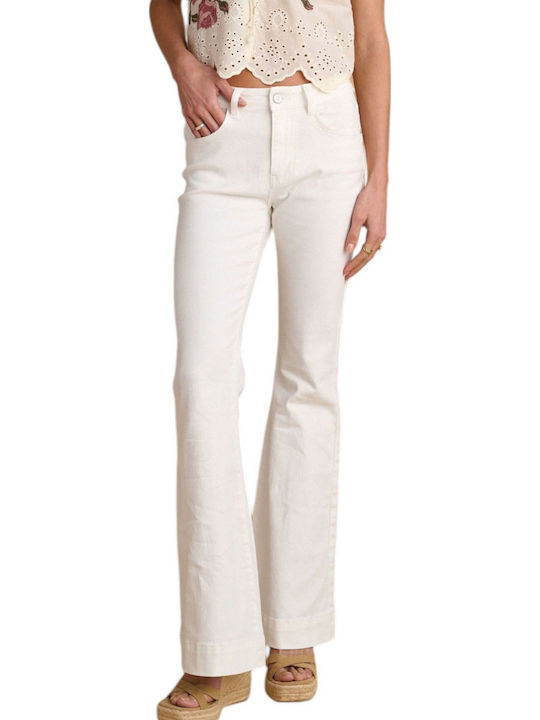 Γυναικείο Jean Παντελόνι Καμπάνα Off White