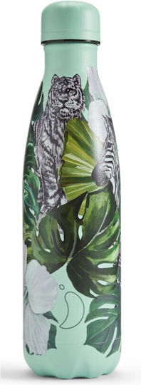 Chilly's Tropical Stainless Steel Thermos Bottle BPA Free 500ml Tropical Wild Monstera