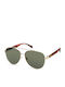 Unisex Sonnenbrille mit Gold Metall Gestell und Grün Linse