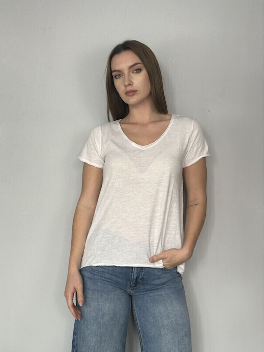 Funky Buddha Γυναικεία Μπλούζα Βαμβακερή White