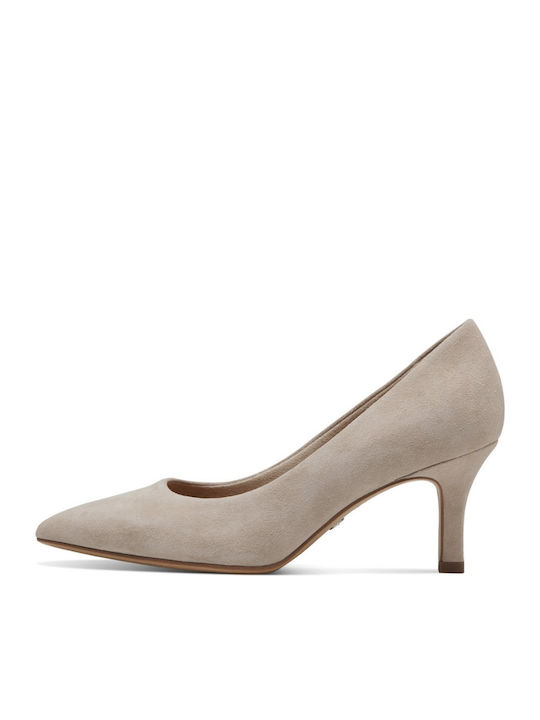 Leather Beige Medium Heels