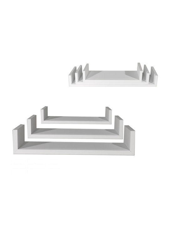 Wall Shelves White 3 Pieces 50x15.5x8 cm