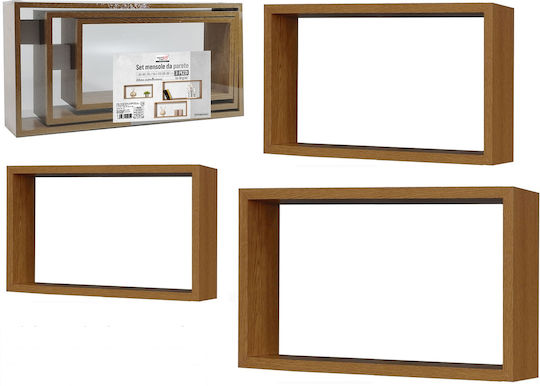 Стенни Рафт Cube Естествено Дърво (3 Броя) 70x35x15см