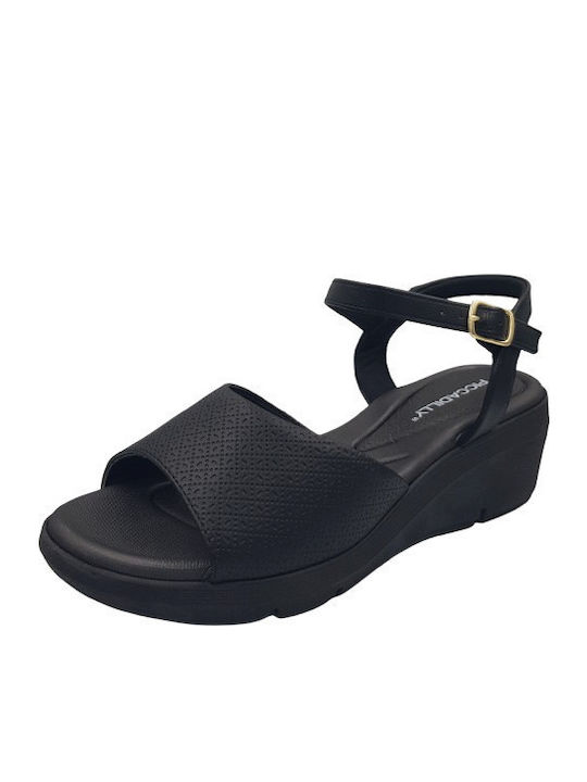 Sandal Anatomische Damenplattformen Schwarz