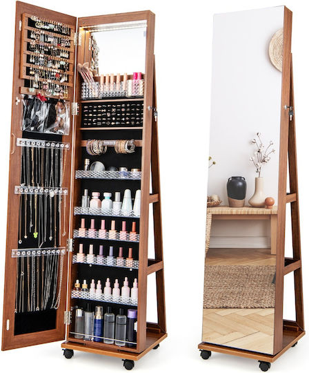 Costway Boden- oder Standspiegel mit Braune Holz Rahmen
