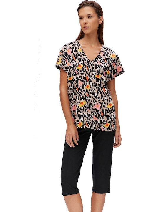 Minerva Summer Women's Pyjama Set Mocha-black
